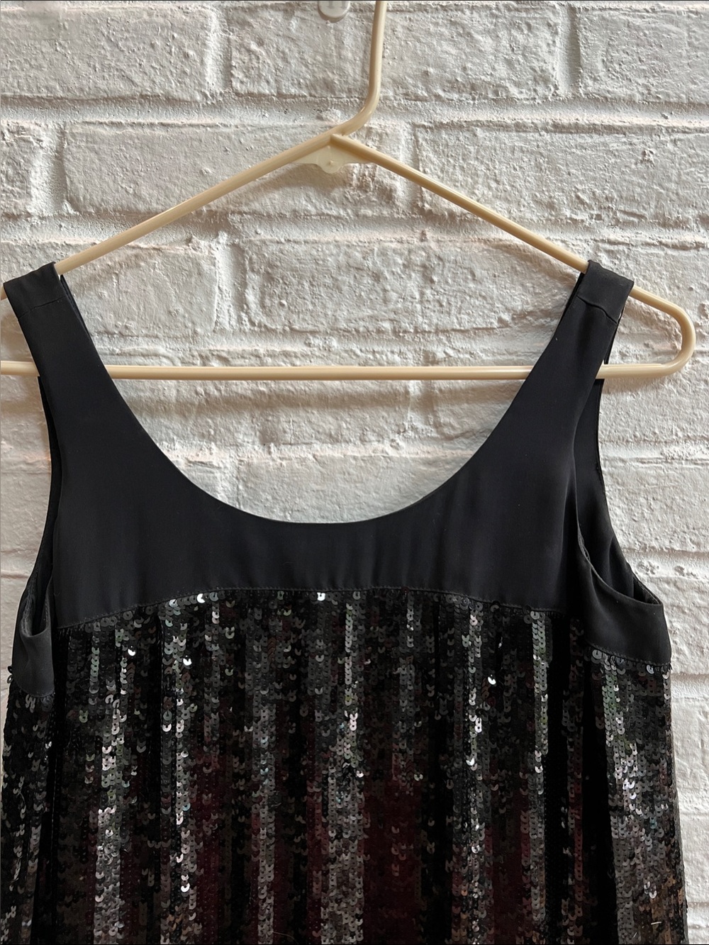 ANNA SUI Black Blue Sequin Pleats Mini Dress Flapper Scoop neck Sleeveless VTG - Picture 6 of 15